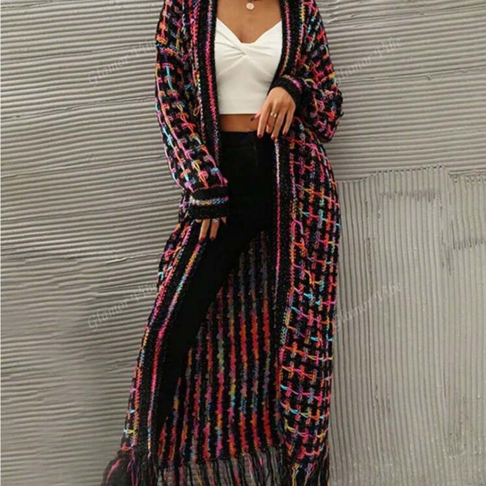 Multicolor Long Knit Cardigan